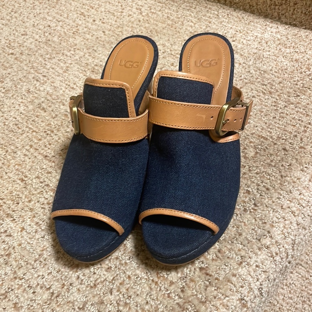 Ugg denim and leather heels size 7.5